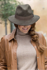 Boston - Wool Felt Fedora - Dark Khaki