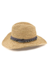 Castaway - Raffia Cowboy - Natural/Cobalt Blue