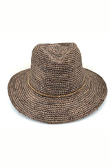 Magdalena - Raffia Fedora - Mushroom/Diamante