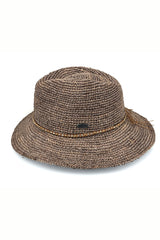 Magdalena - Raffia Fedora - Mushroom/Diamante