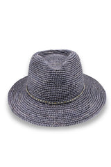 Magdalena - Raffia Fedora - Denim