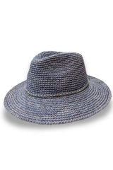 Magdalena - Raffia Fedora - Denim