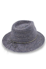 Magdalena - Raffia Fedora - Denim