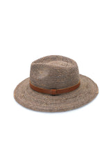 Magdalena - Raffia Fedora - Mushroom/Leather