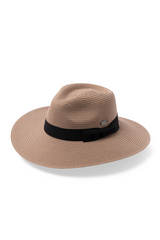 Fiona - Flexibraid® Wide Brim Fedora - Taupe
