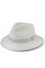 Izzy - Poly-weave Fedora - Ivory/Light Grey