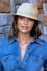 Izzy - Poly-weave Fedora - Ivory/Light Grey