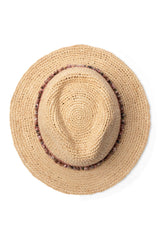 Christine - Raffia Fedora - Natural/Old Rose
