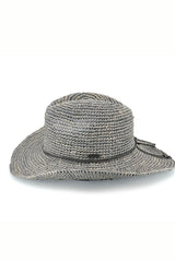 Dallas - Raffia Cowboy Fedora - Denim Leather Trim