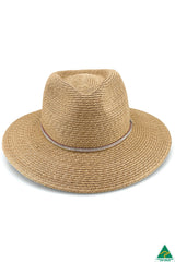 Camille Raffia Braid Fedora - Natural/Pink