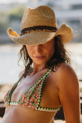 Castaway Raffia Cowboy - Natural/Chocolate
