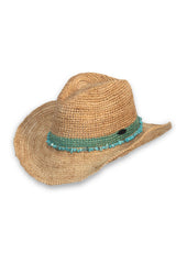 Castaway Raffia Cowboy - Natural/Turquiose