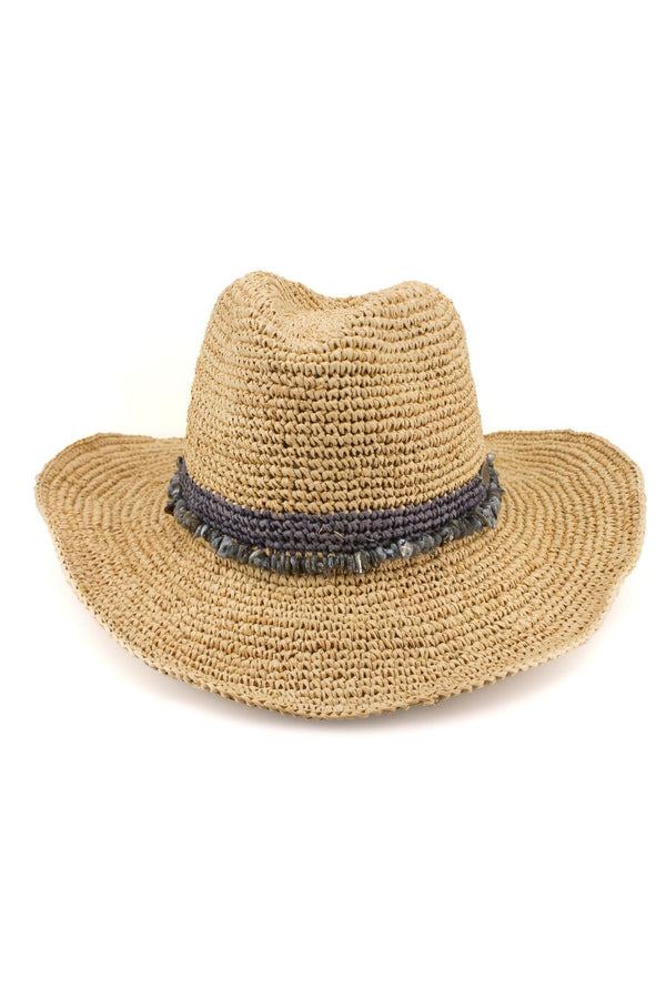 Castaway - Raffia Cowboy - Natural/Cobalt Blue