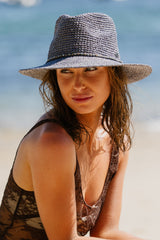 Magdalena - Raffia Fedora - Denim