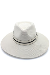 Fiona - Flexibraid® Wide Brim Fedora- Ivory/Black