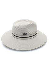 Fiona - Flexibraid® Wide Brim Fedora- Ivory/Black