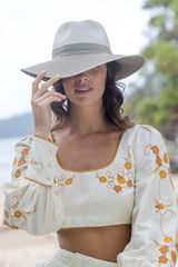Kristina Flexibraid® Fedora - Mixed Ivory/Khaki