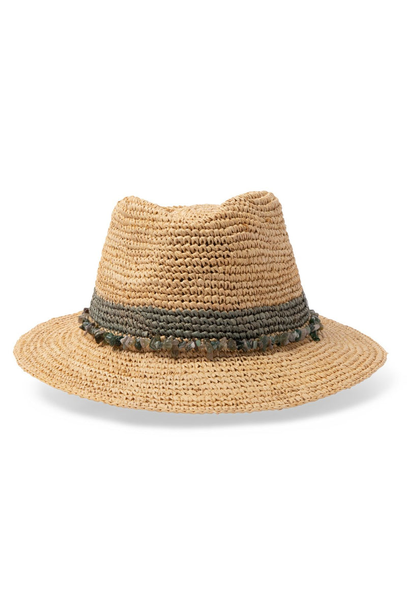 Christine - Raffia Fedora - Natural/Khaki