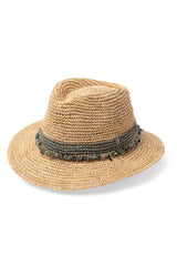 Christine - Raffia Fedora - Natural/Khaki