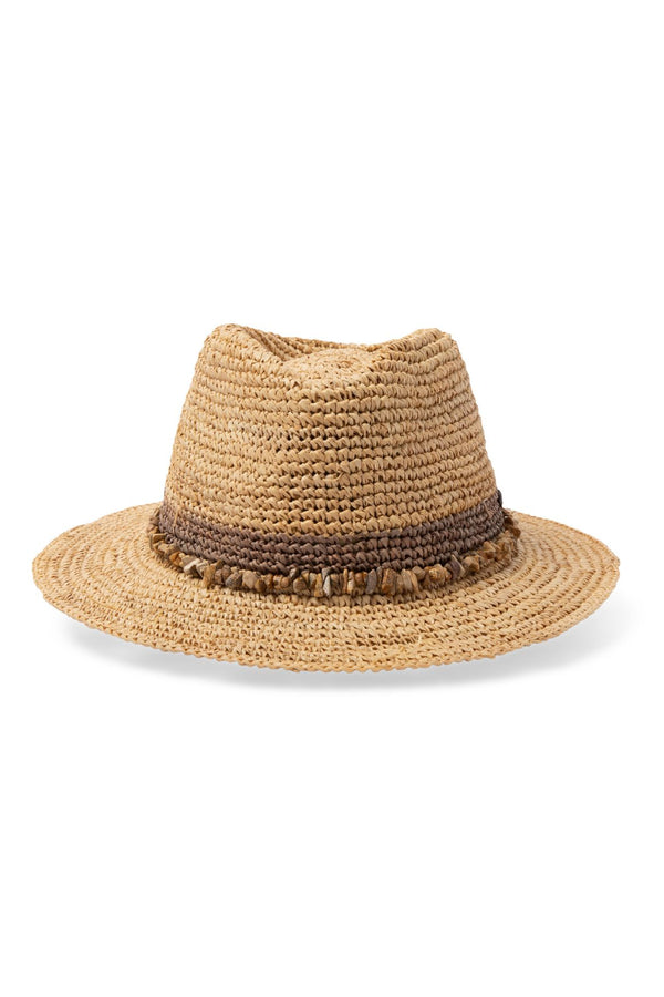 Christine - Raffia Fedora - Natural/Taupe