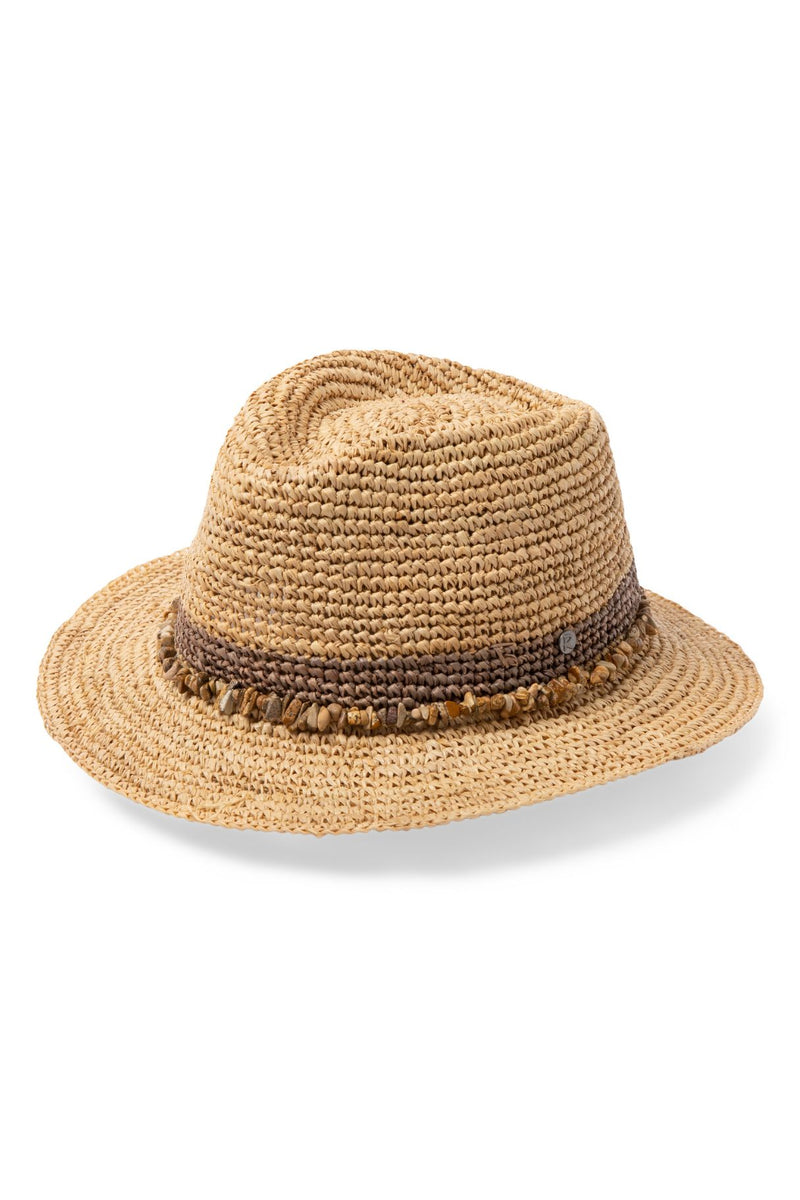 Christine - Raffia Fedora - Natural/Taupe