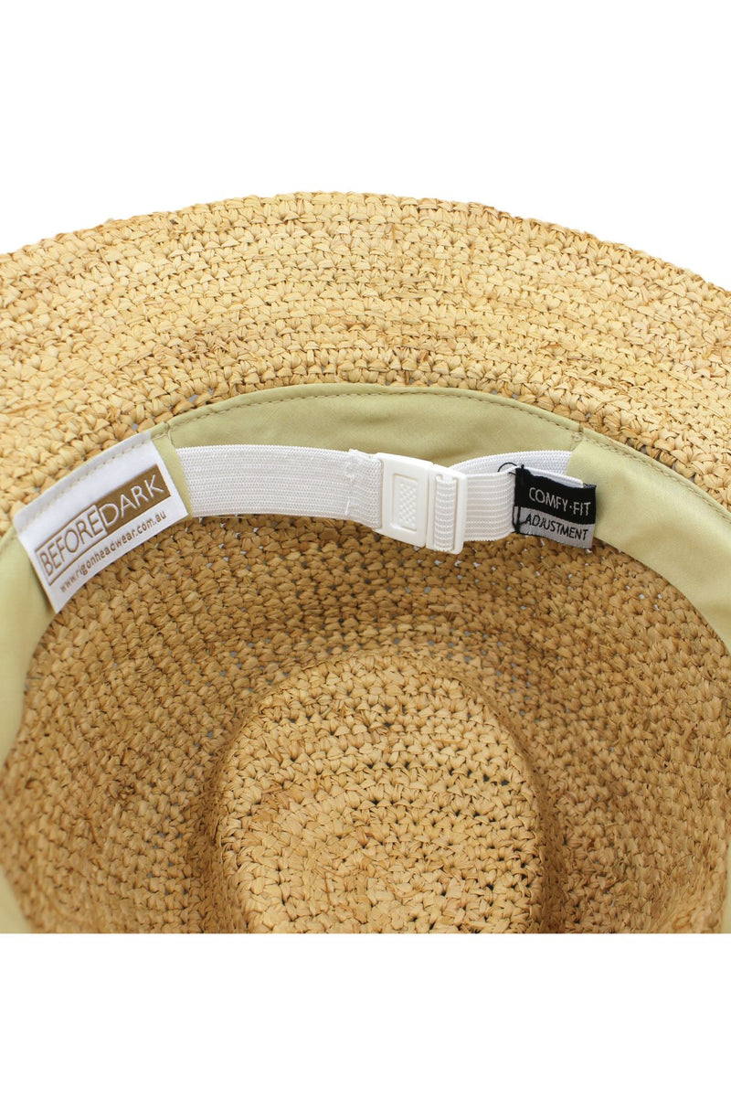 Christine - Raffia Fedora - Natural/Khaki