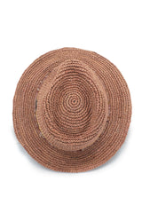 Christine - Raffia Fedora - Old Rose