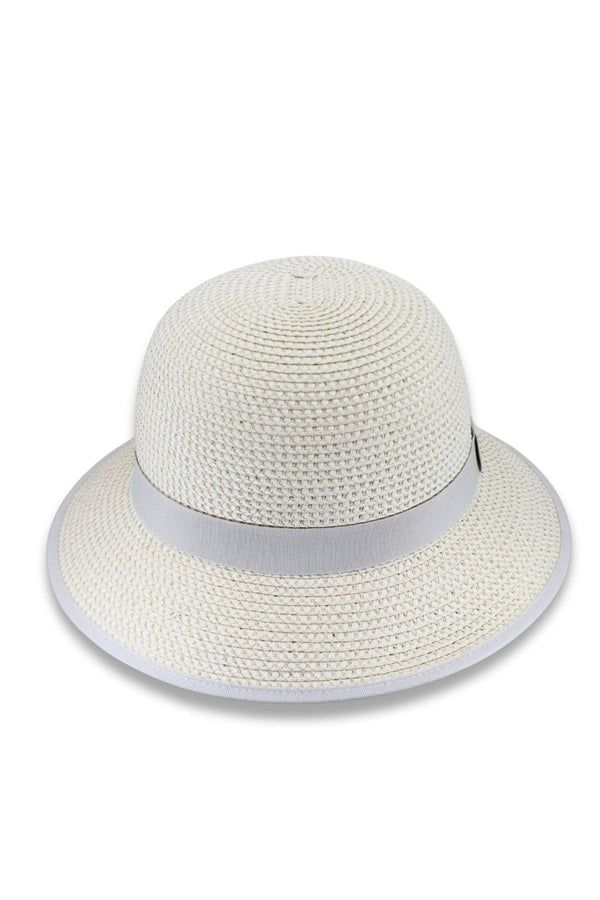 Clara - Poly-weave Cloche - Ivory/Light Grey