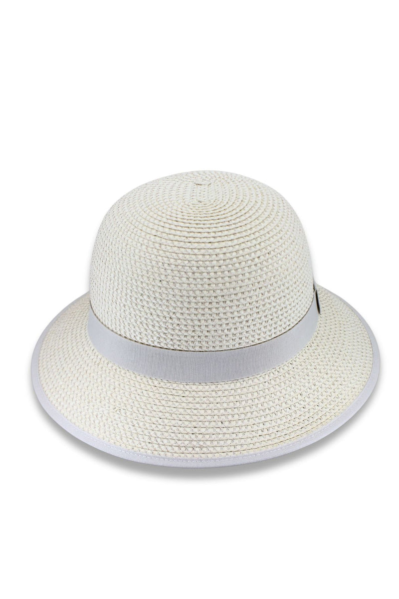 Clara - Poly-weave Cloche - Ivory/Light Grey