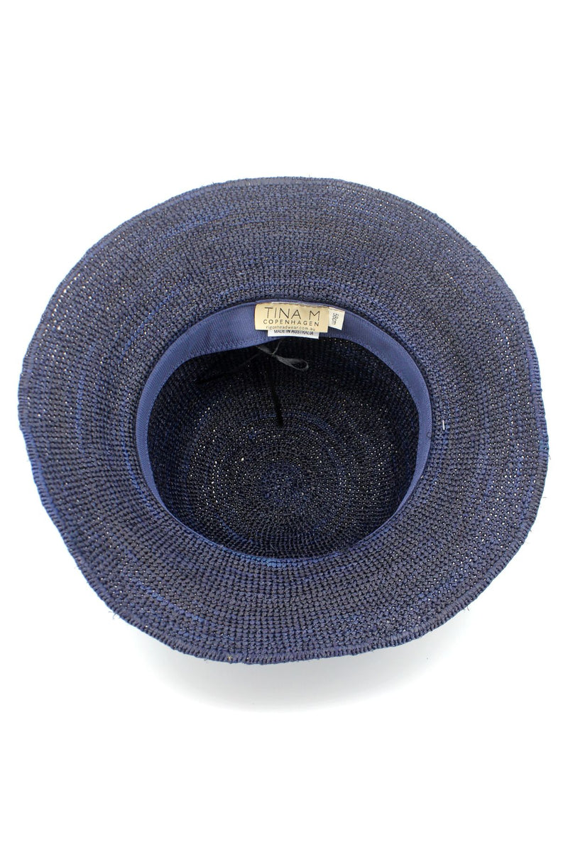 Chia - Raffia Cloche - Navy