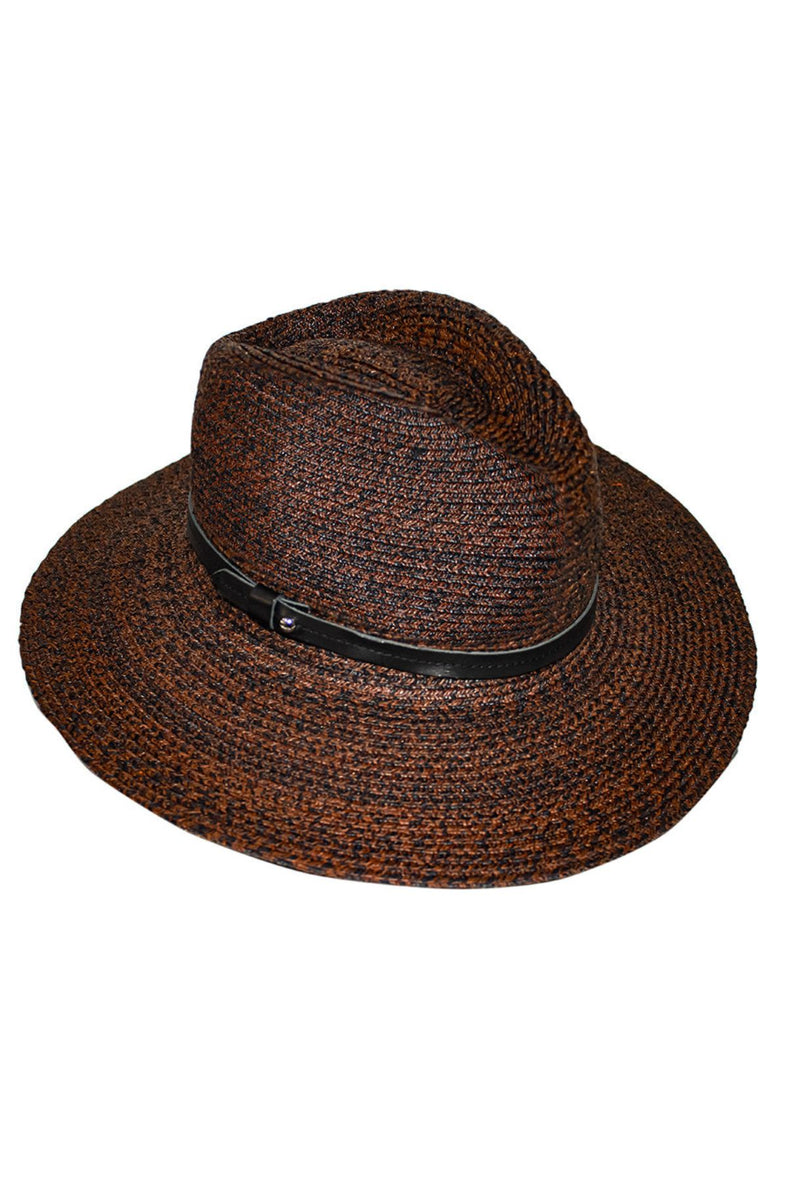 Kathleen - Raffia Fedora - Chocolate