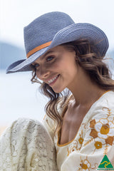Kathleen Raffia Fedora - Denim