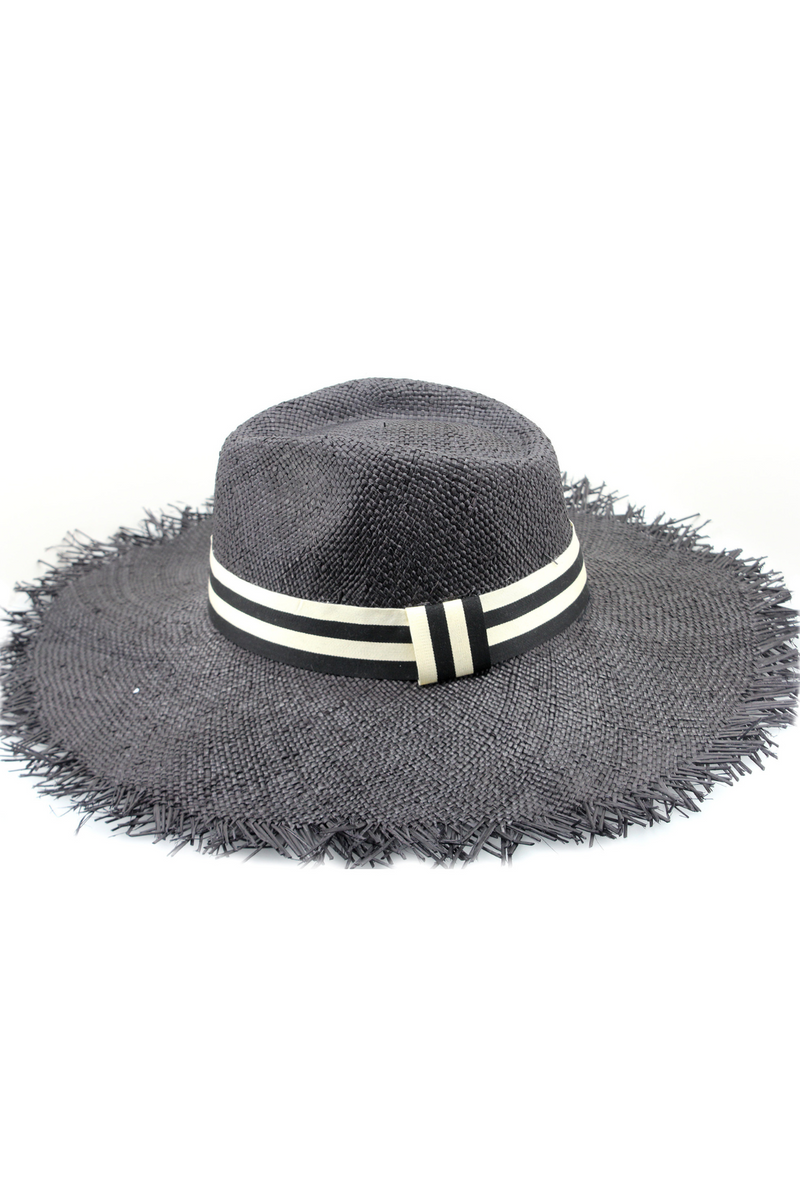 Balmoral - Wide Brim Straw Fedora - Black