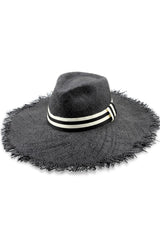 Balmoral - Wide Brim Straw Fedora - Black