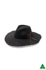 Madrid - Wide Brim Straw Fedora - Black