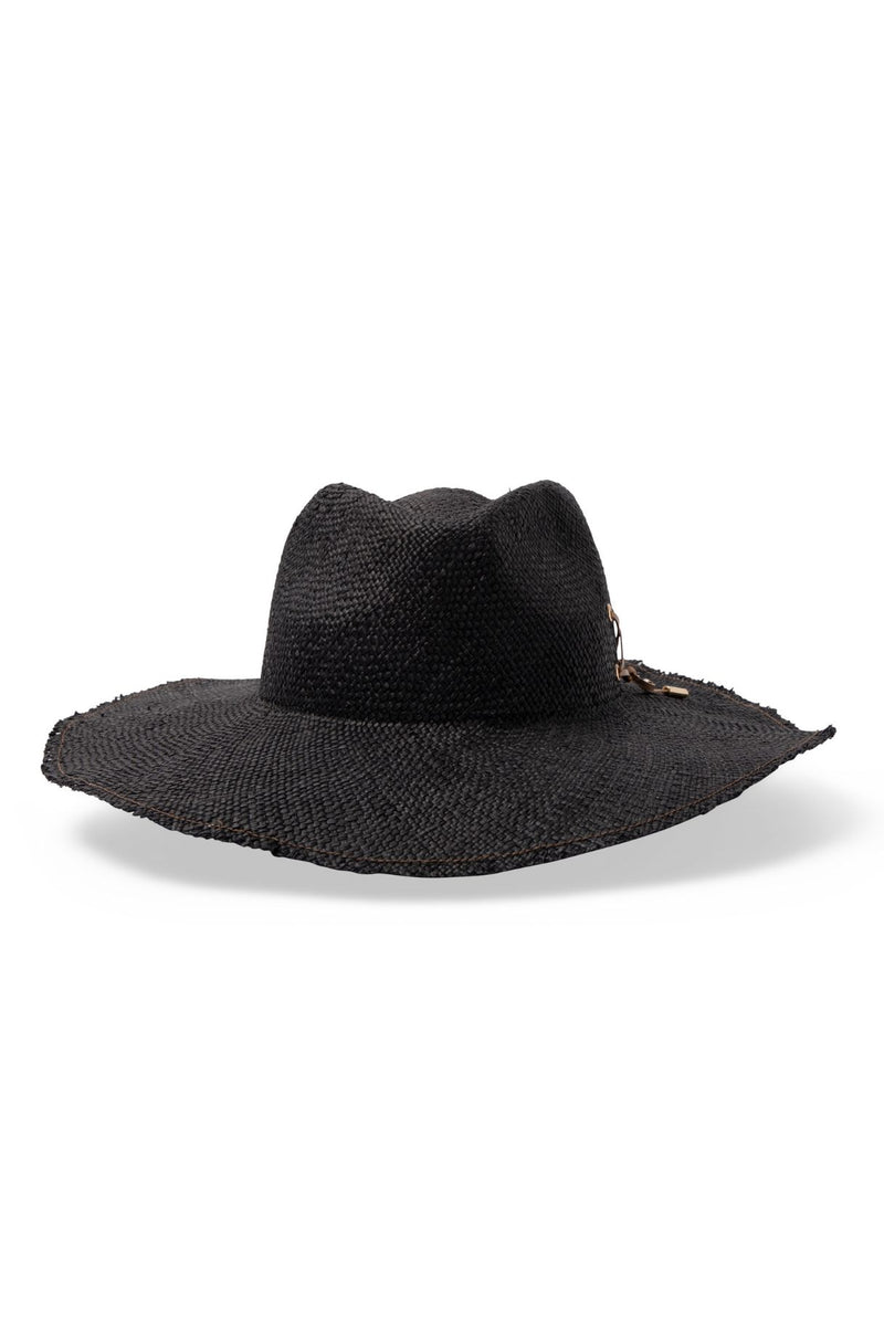 Madrid - Wide Brim Straw Fedora - Black