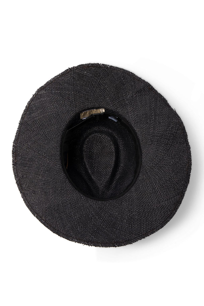 Madrid - Wide Brim Straw Fedora - Black