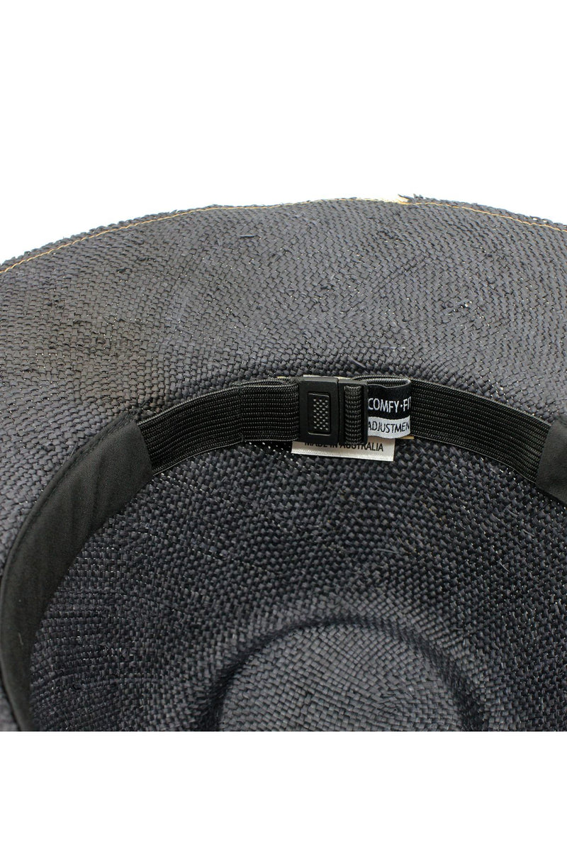 Madrid - Wide Brim Straw Fedora - Black