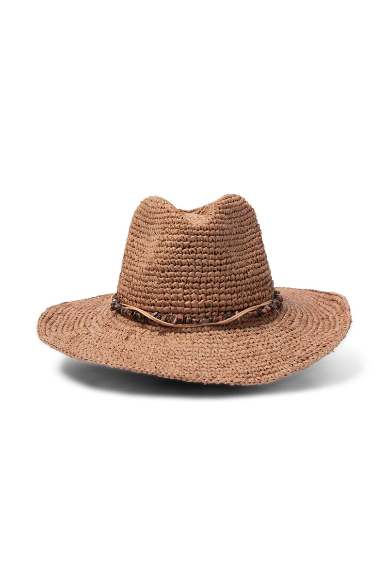 Dallas - Raffia Cowboy Fedora - Old Rose