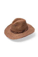 Dallas - Raffia Cowboy Fedora - Old Rose