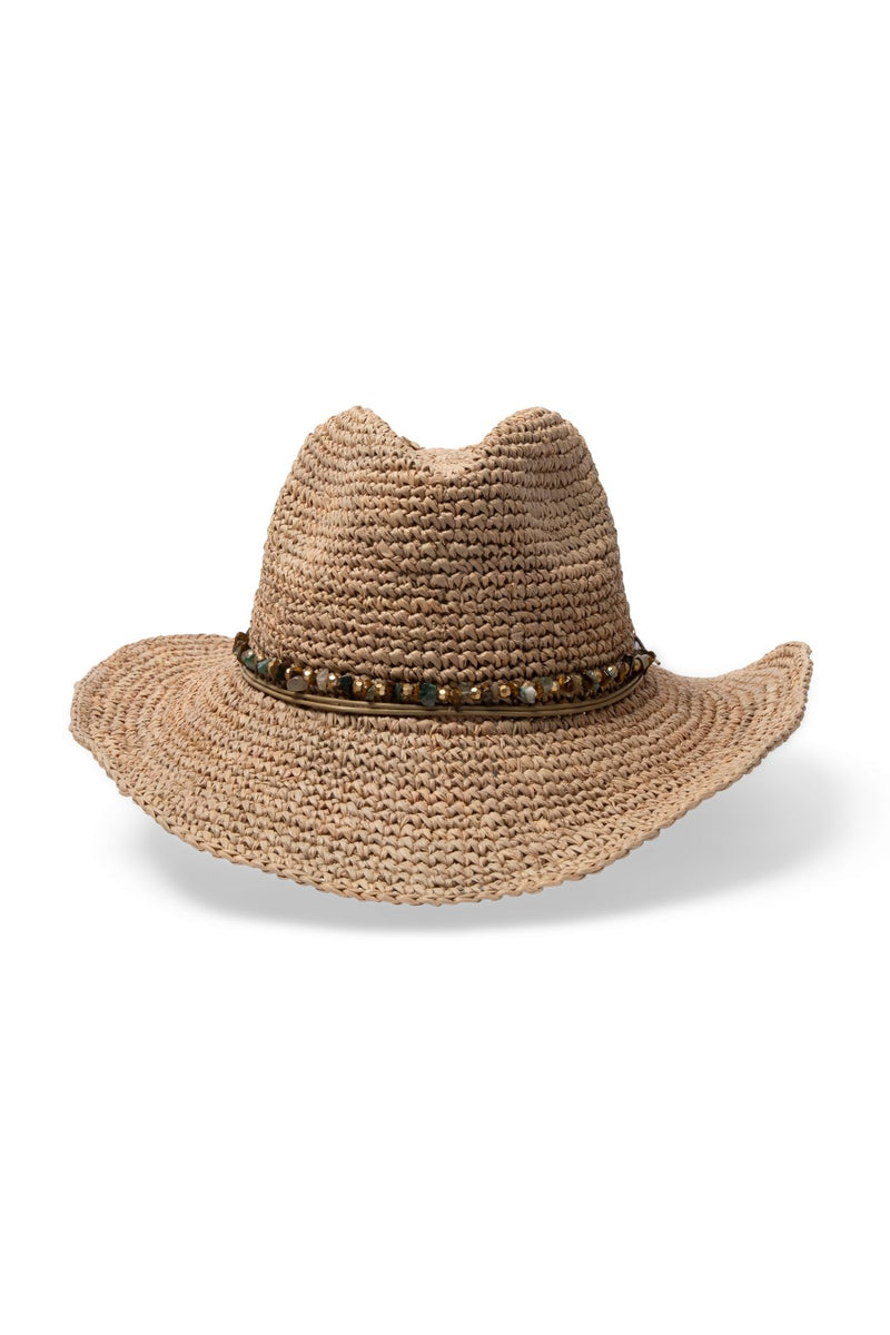 Dallas - Raffia Cowboy Fedora - Taupe