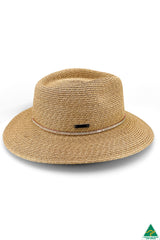 Camille Raffia Braid Fedora - Natural/Pink